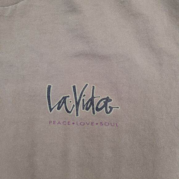 Vintage La-Vida Cross Heart Shirt Medium 20x27 Brown - Picture 11 of 16